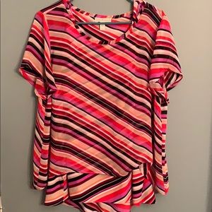 Colorful sheer over layered short sleeve xxlg